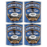 4X Hammerite Smooth White Paint 750ml Tin Paint